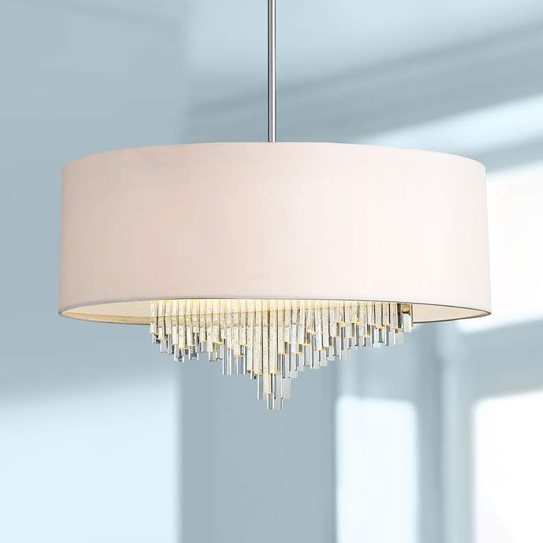Image 1 Metropolitan Crystal Cascade 24"W Chrome LED Pendant Light