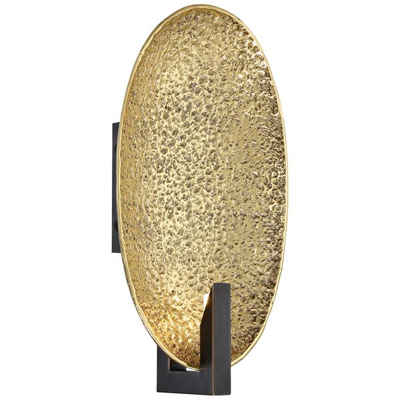Image 1 Metropolitan Dari 14 1/2" High Brass and Bronze Oval Wall Sconce