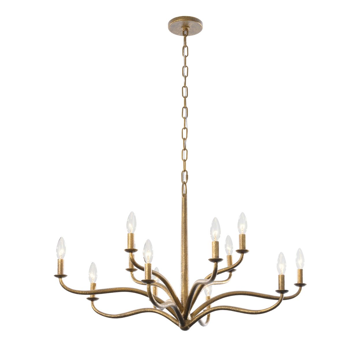 Thumbnail2 of Metropolitan Dorianne 12-Light 34-in Textured Dusken Brass Chandelier more views