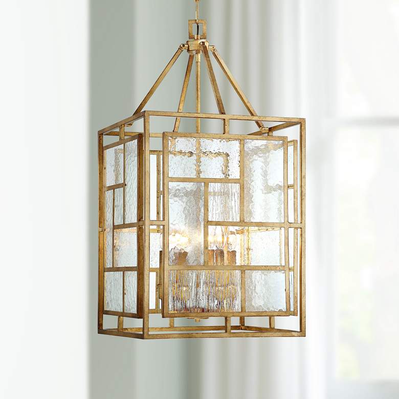 Image 1 Metropolitan Edgemont Park 18 inch Wide 6-Light Gold Leaf Lantern Pendant