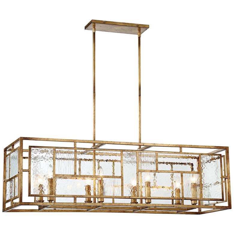 Image 2 Metropolitan Edgemont Park 41" Gold Leaf Linear Rectangular Pendant