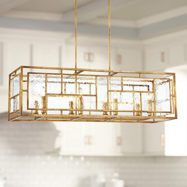 Image 1 Metropolitan Edgemont Park 41" Gold Leaf Linear Rectangular Pendant
