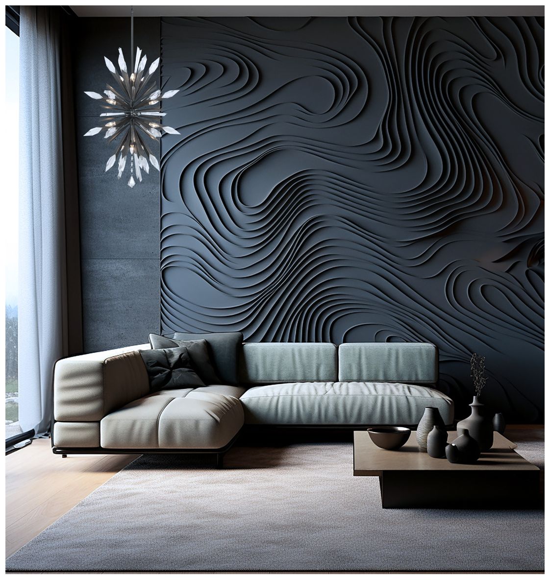 Image 2 Metropolitan Elsa 12-Light 26.25-in Midnight Graphite Pendant with Accents more views