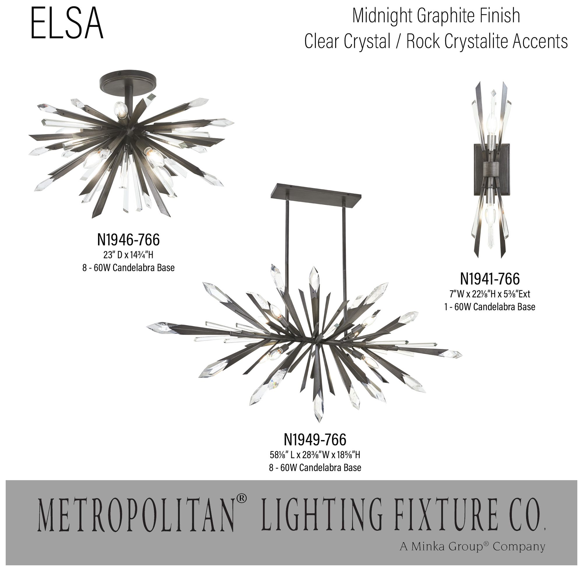 Metropolitan Elsa 12-Light 26.25-in Midnight Graphite Pendant with Accents