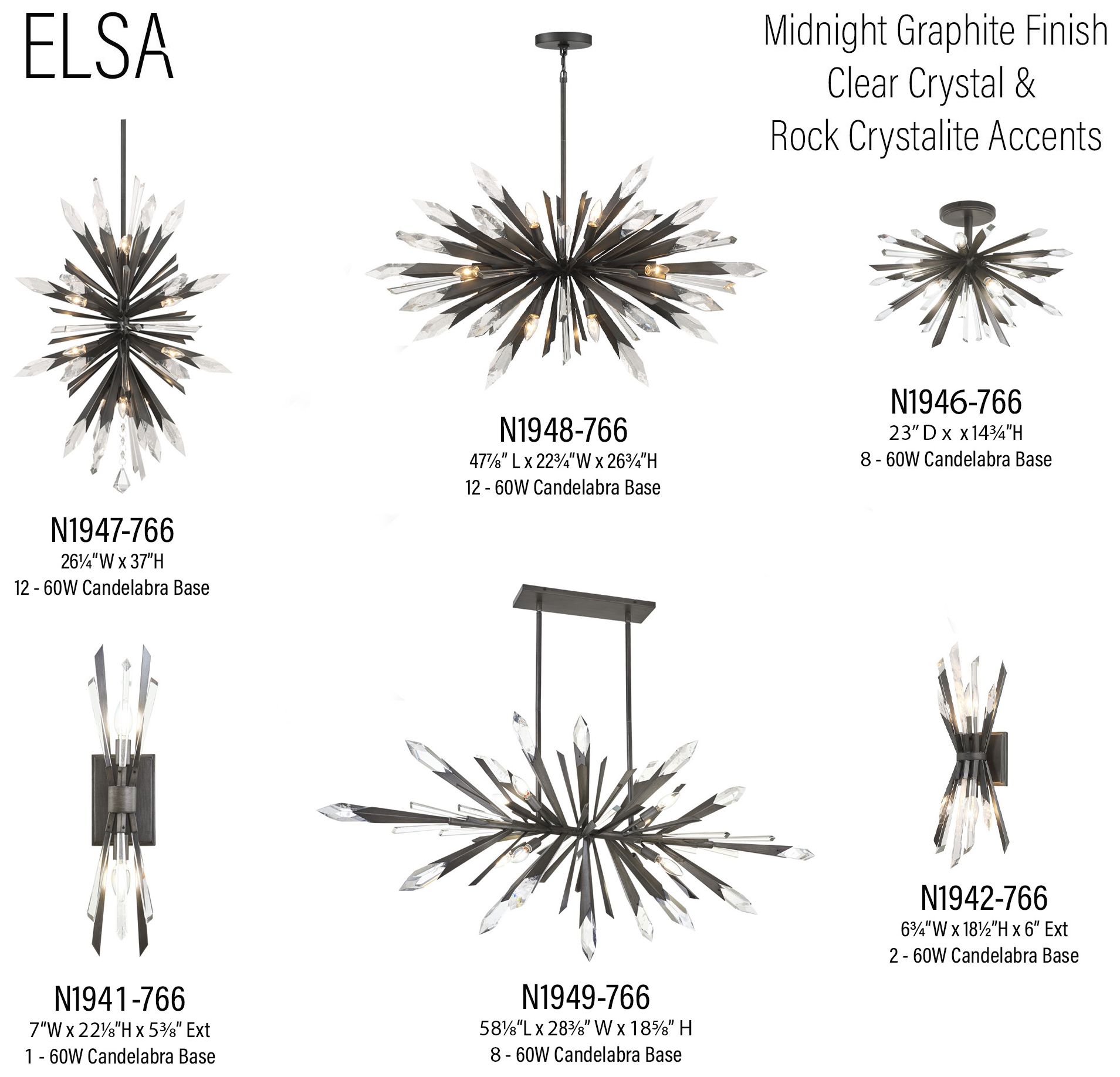 Metropolitan Elsa 12-Light 26.25-in Midnight Graphite Pendant with Accents