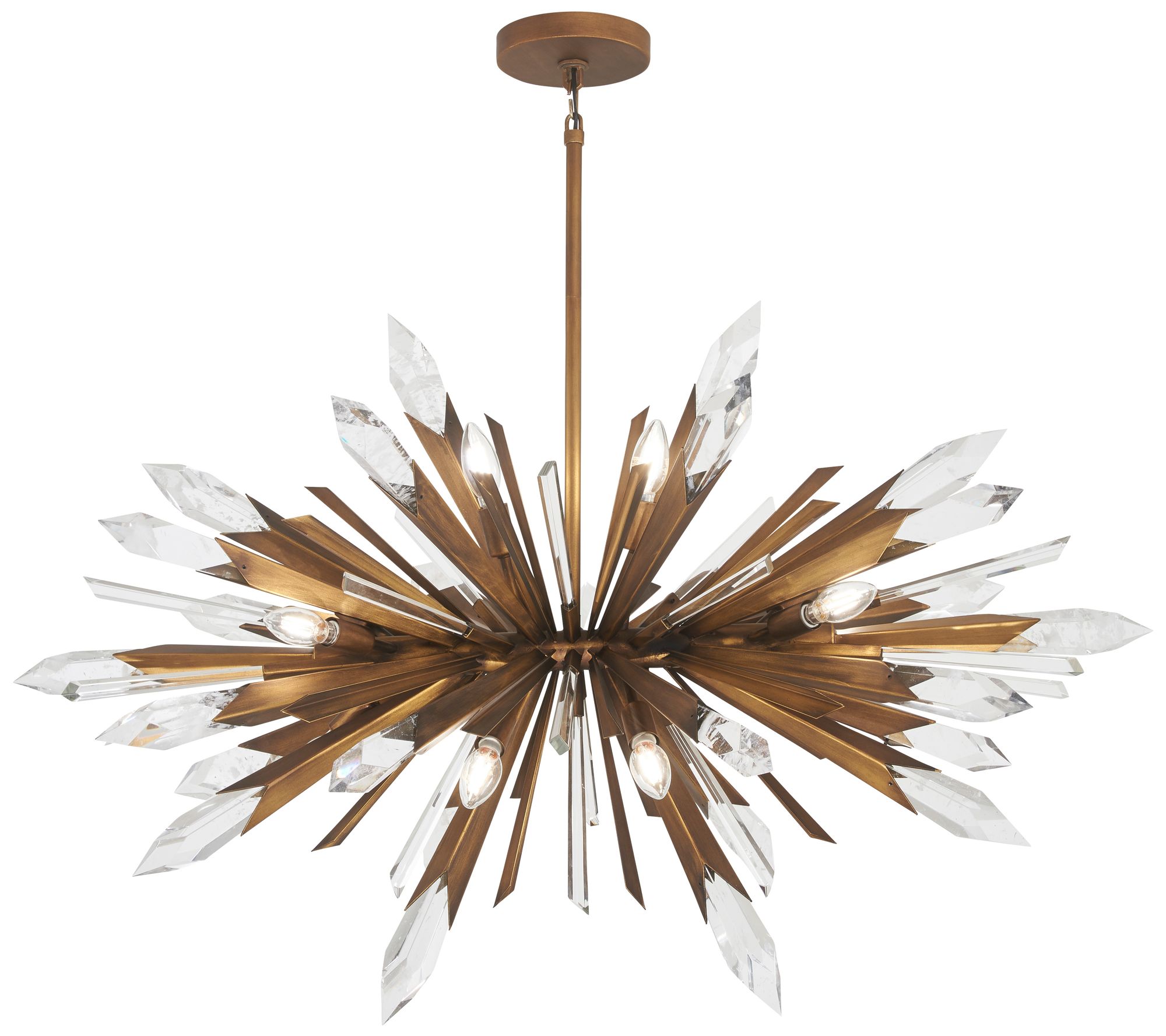Metropolitan Elsa 12-Lt 41.88-in Painted Gold Pendant with Crystal Accents