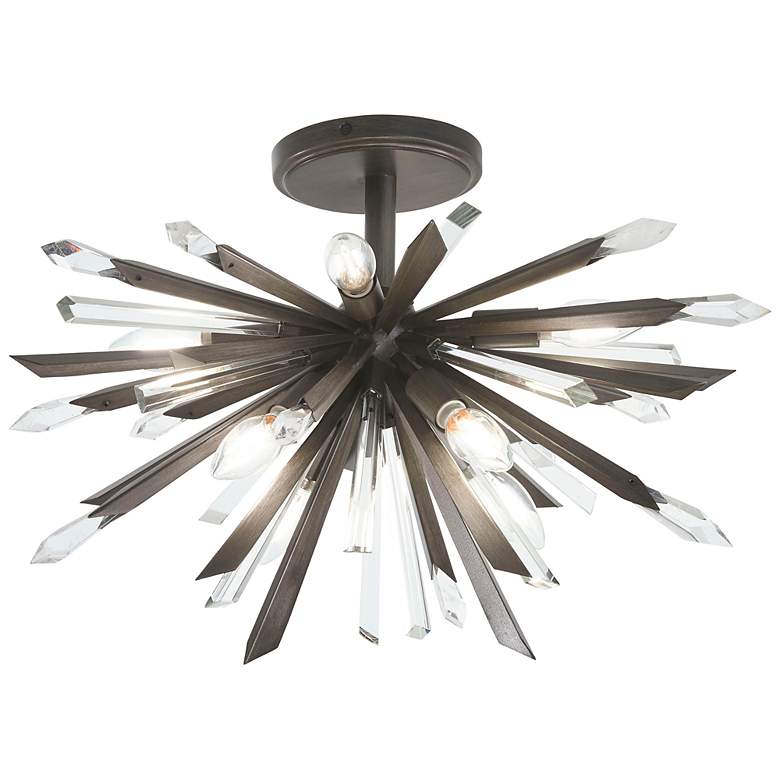 Image 2 Metropolitan Elsa 8-Light 23-in Midnight Graphite Semi-Flush with Shade