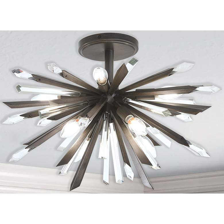 Image 1 Metropolitan Elsa 8-Light 23-in Midnight Graphite Semi-Flush with Shade