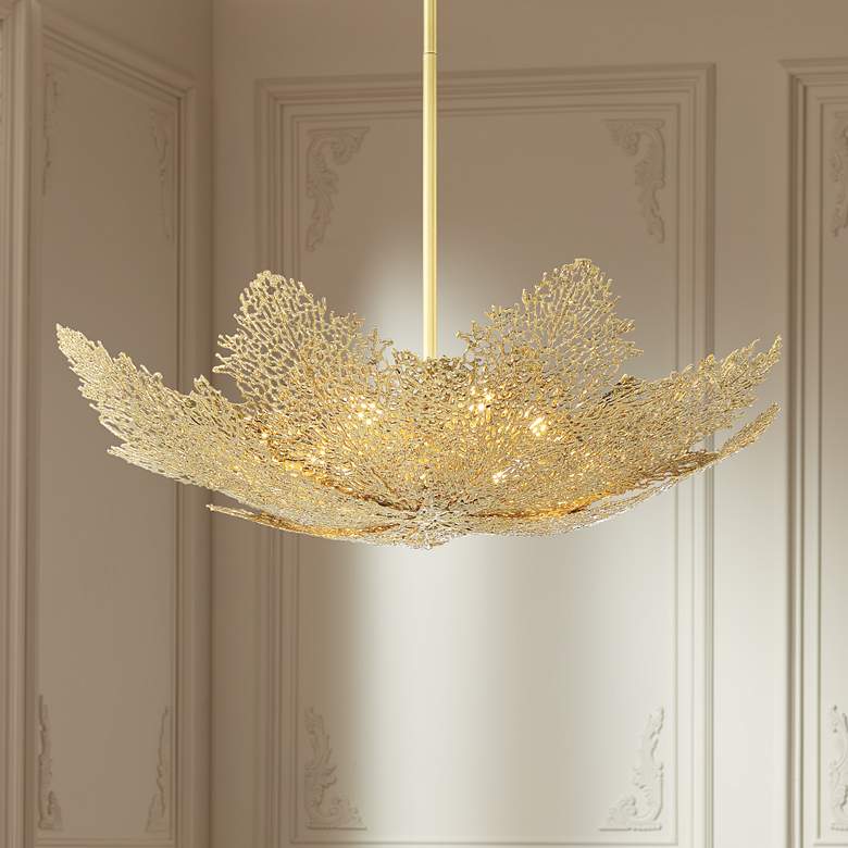 Image 1 Metropolitan Evergold 24 inchW India Gold Leaf LED Pendant Light