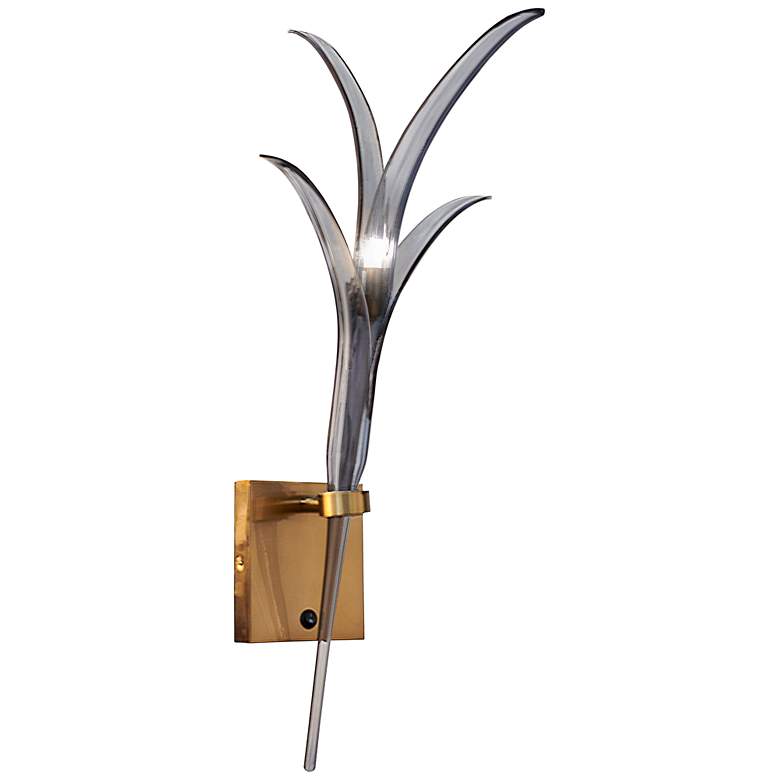 Image 1 Metropolitan Featherly 1-Light Gold Wall Sconce with Smoke Blue Shade