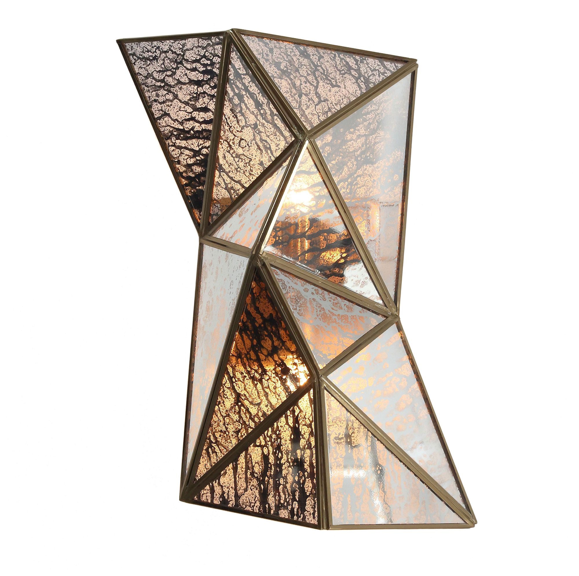 Metropolitan Geo-Gem 2-Lt 9.25-in Artisan Brass Wall Sconce with Pane Glass