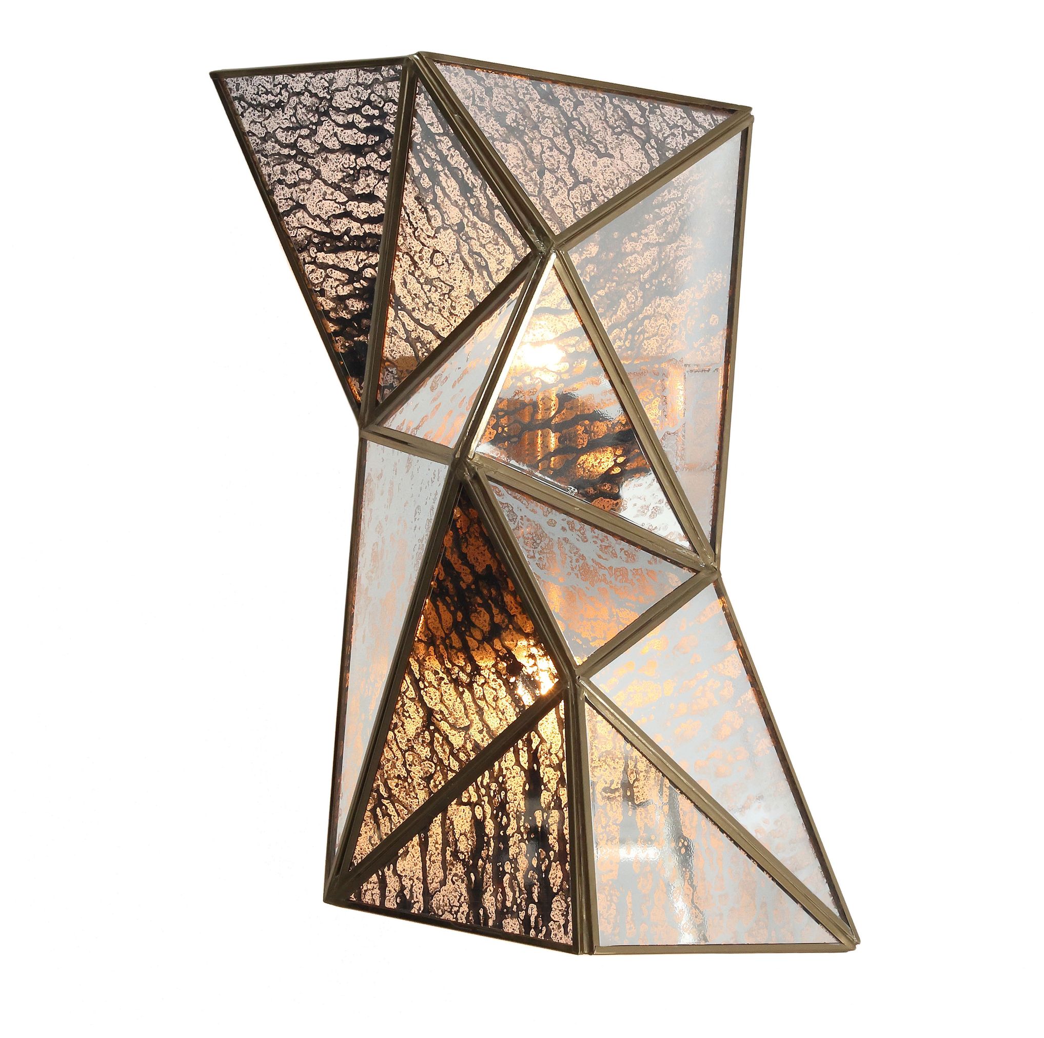 Image 4 Metropolitan Geo-Gem 2-Lt 9.25-in Artisan Brass Wall Sconce with Pane Glass more views