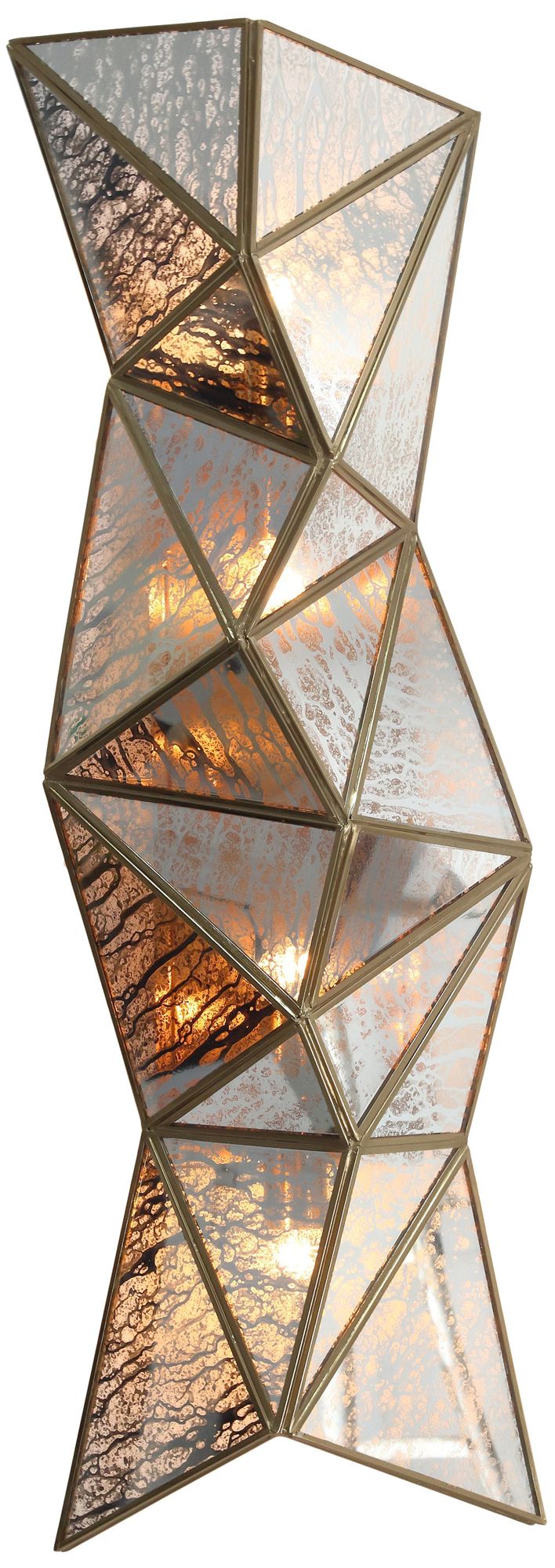 Image 3 Metropolitan Geo-Gem 4-Lt 10-in Artisan Brass Wall Sconce with Pane Glass more views