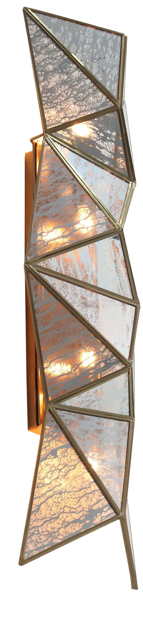 Image 5 Metropolitan Geo-Gem 4-Lt 10-in Artisan Brass Wall Sconce with Pane Glass more views