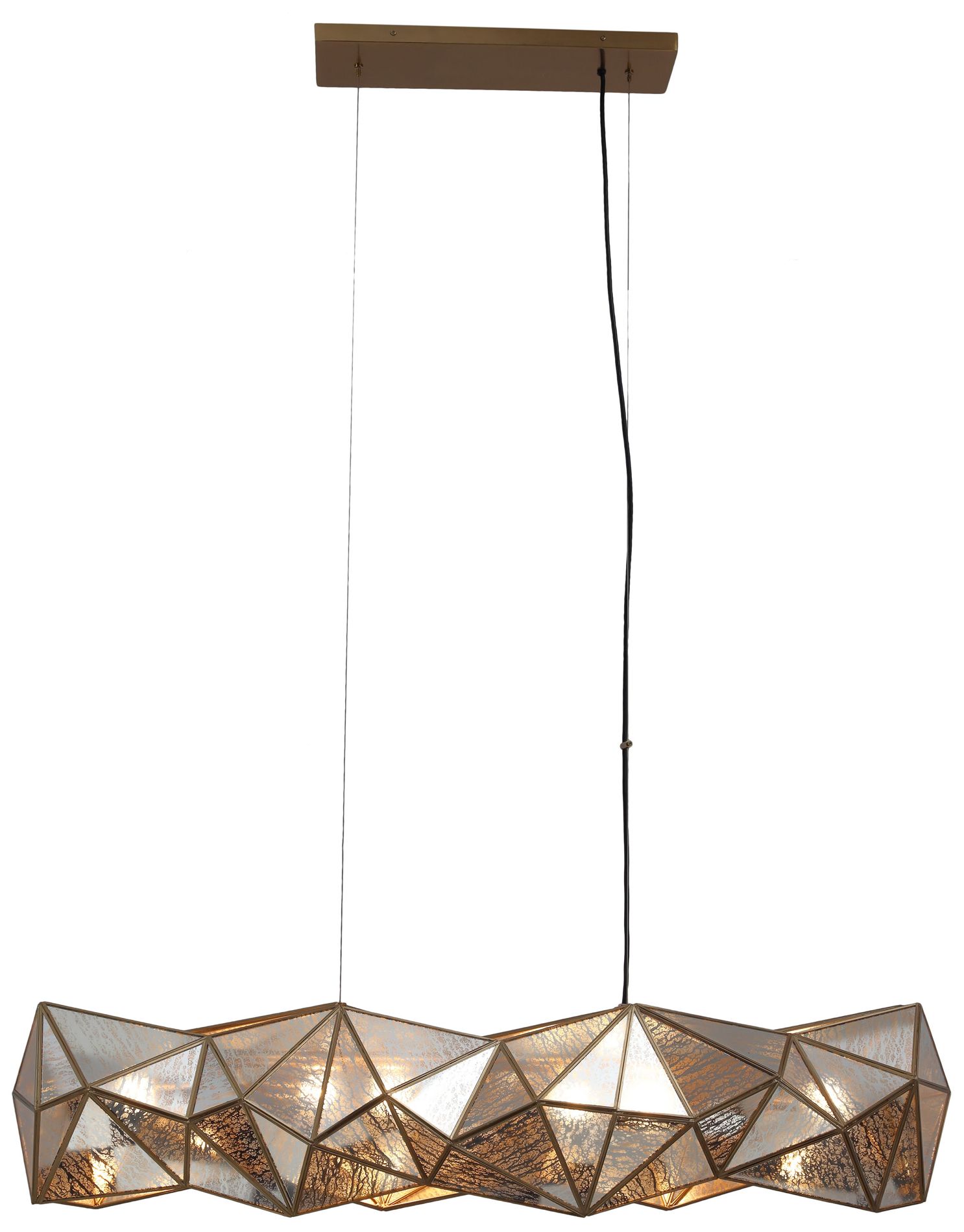 Image 5 Metropolitan Geo-Gem 6-Lt 48-in Artisan Brass Linear Chandelier with Glass more views