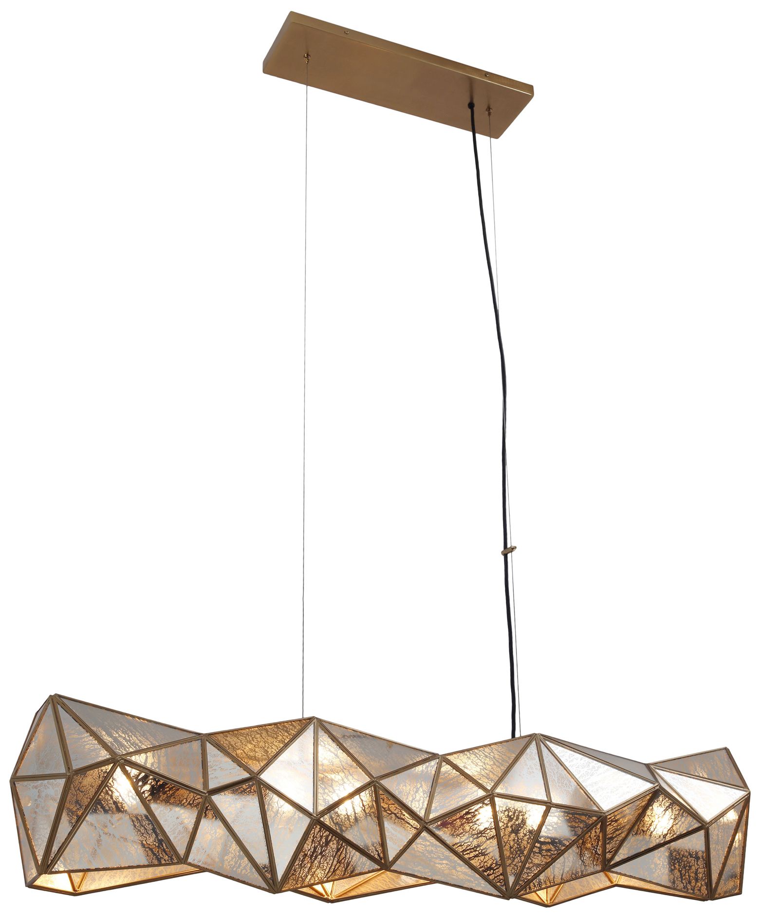 Image 7 Metropolitan Geo-Gem 6-Lt 48-in Artisan Brass Linear Chandelier with Glass more views