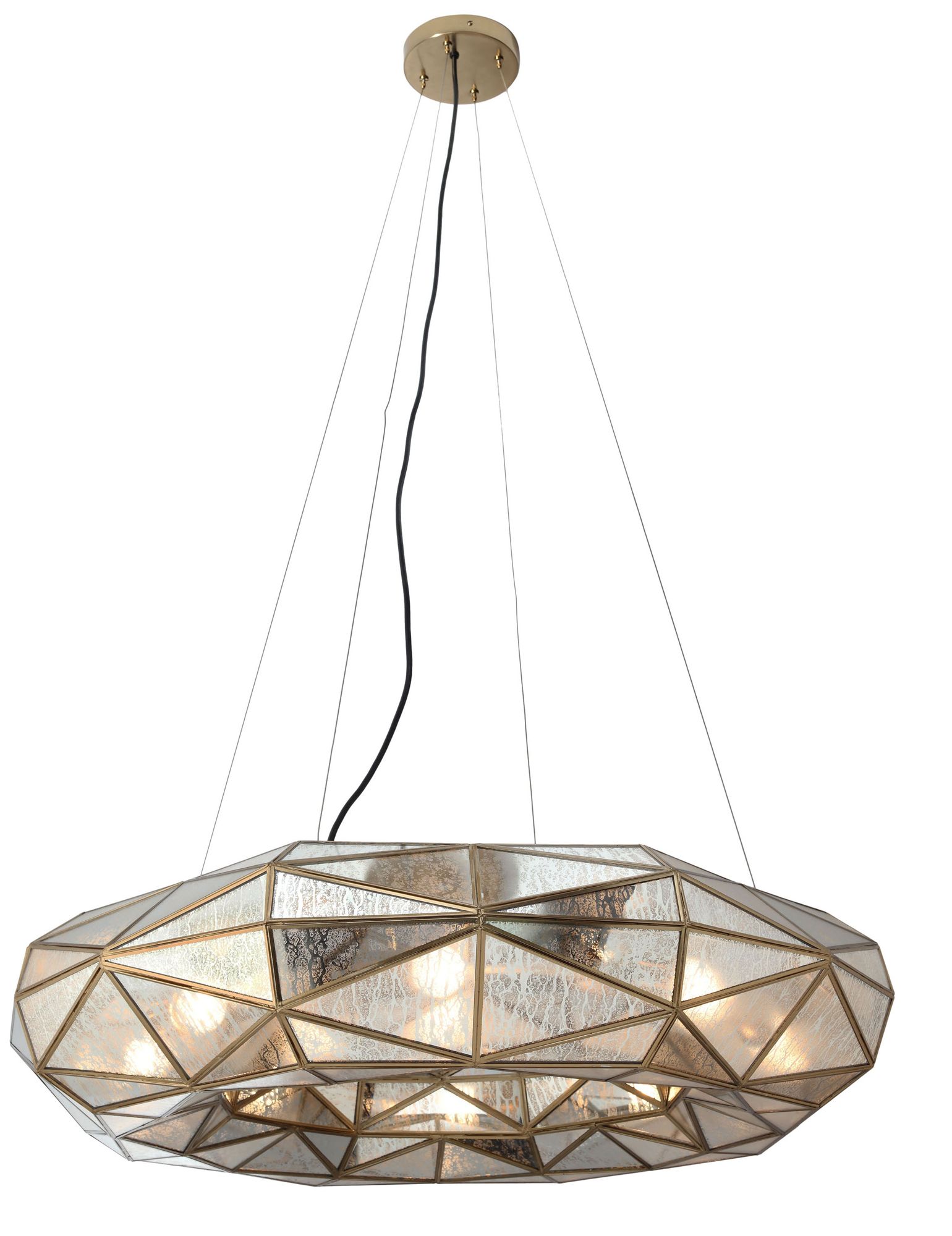 Metropolitan Geo-Gem 8-Light 36-in Artisan Brass Pendant with Pane Glass