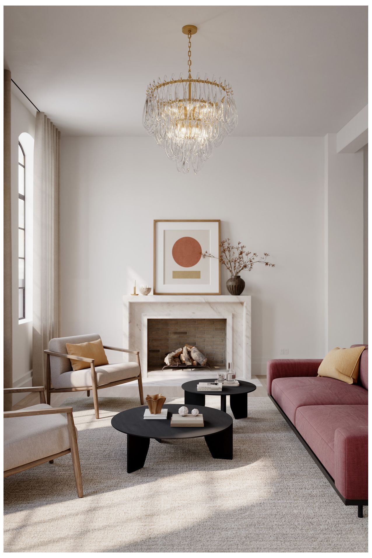 Image 4 Metropolitan Glassara 10-Lt 31.75-in Legacy Brass Pendant with Glass Shade more views