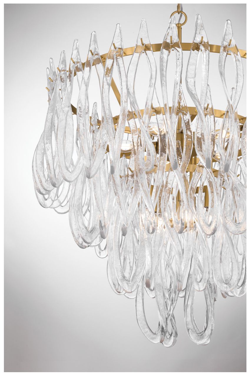 Image 5 Metropolitan Glassara 10-Lt 31.75-in Legacy Brass Pendant with Glass Shade more views