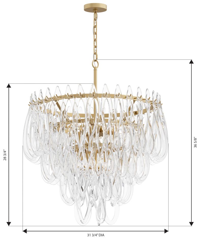Image 7 Metropolitan Glassara 10-Lt 31.75-in Legacy Brass Pendant with Glass Shade more views