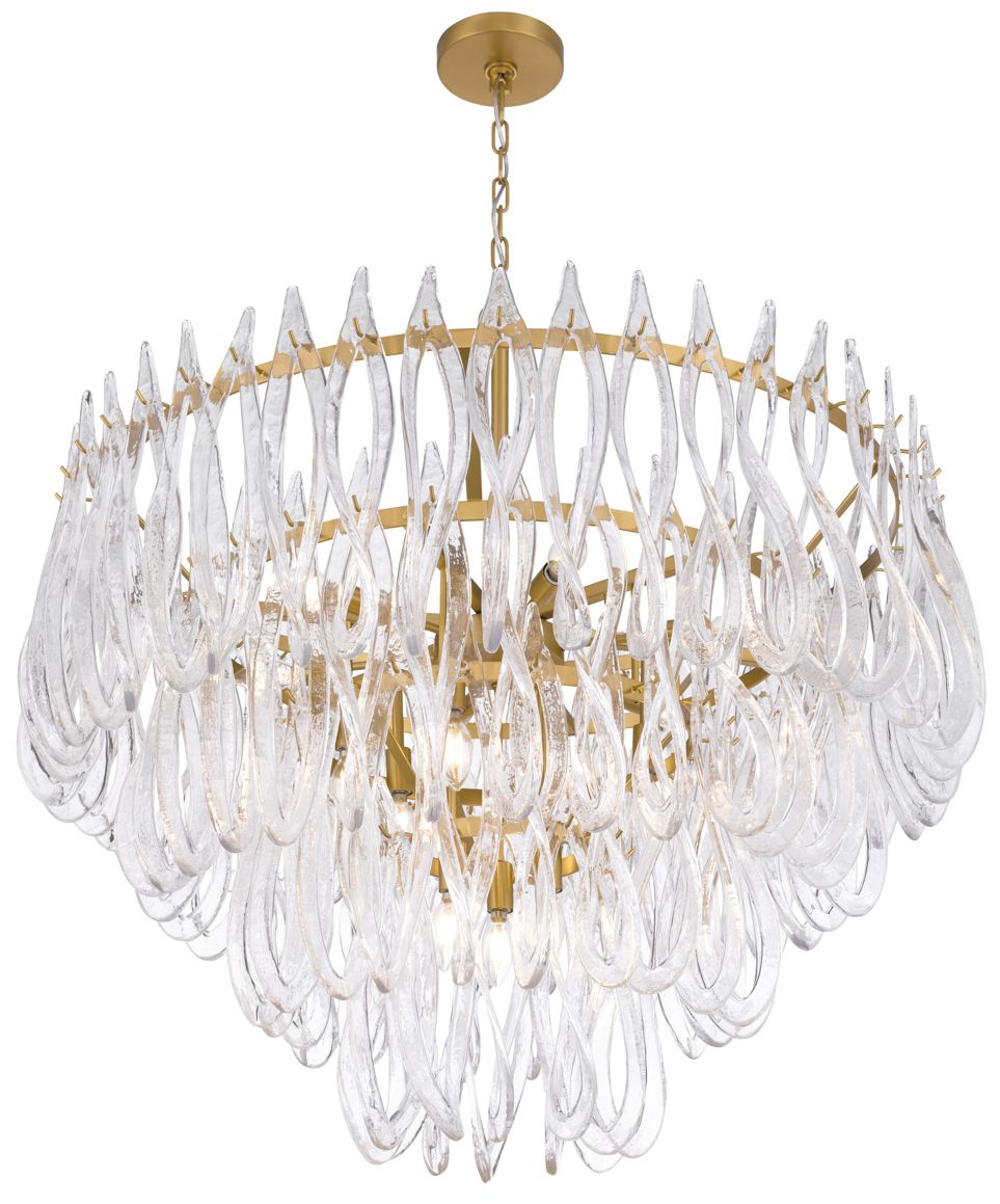 Image 3 Metropolitan Glassara 15-Lt 39.75-in Legacy Brass Pendant with Glass Shade more views