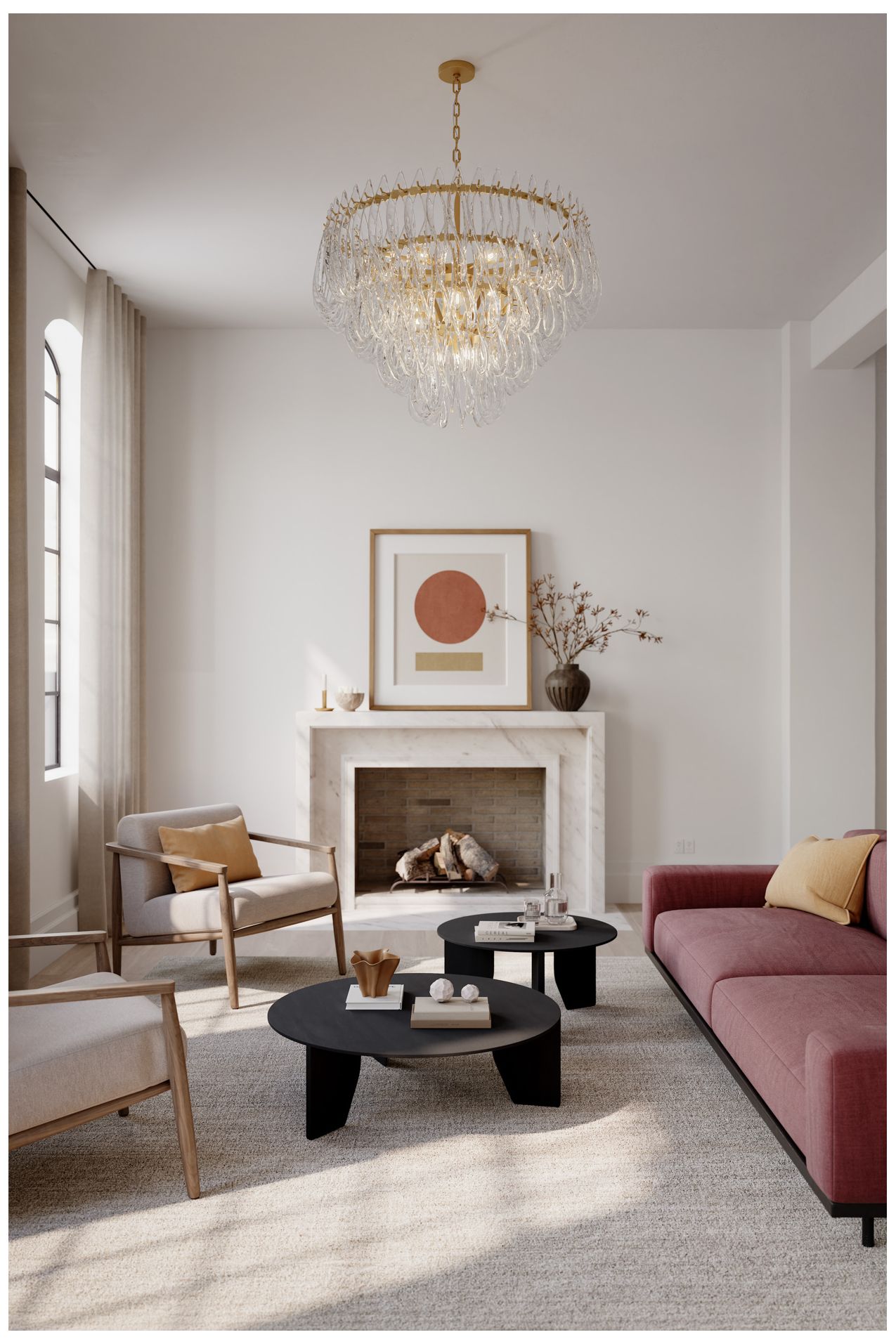 Image 4 Metropolitan Glassara 15-Lt 39.75-in Legacy Brass Pendant with Glass Shade more views