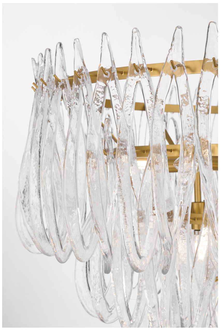 Image 5 Metropolitan Glassara 15-Lt 39.75-in Legacy Brass Pendant with Glass Shade more views