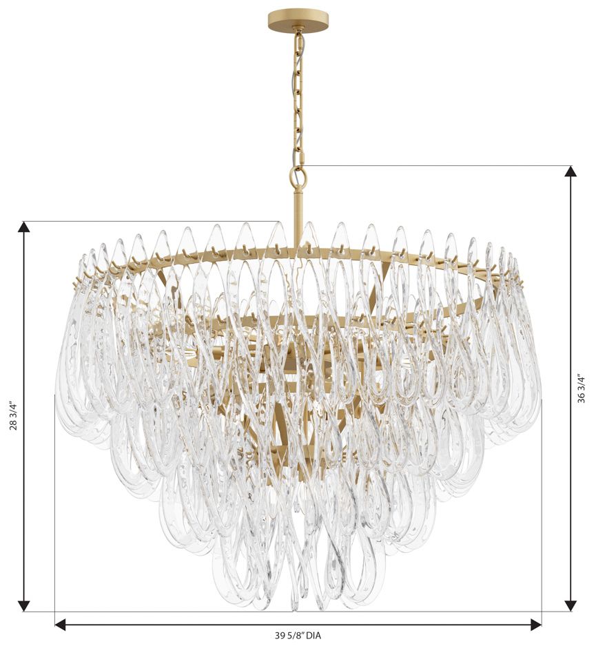 Image 7 Metropolitan Glassara 15-Lt 39.75-in Legacy Brass Pendant with Glass Shade more views