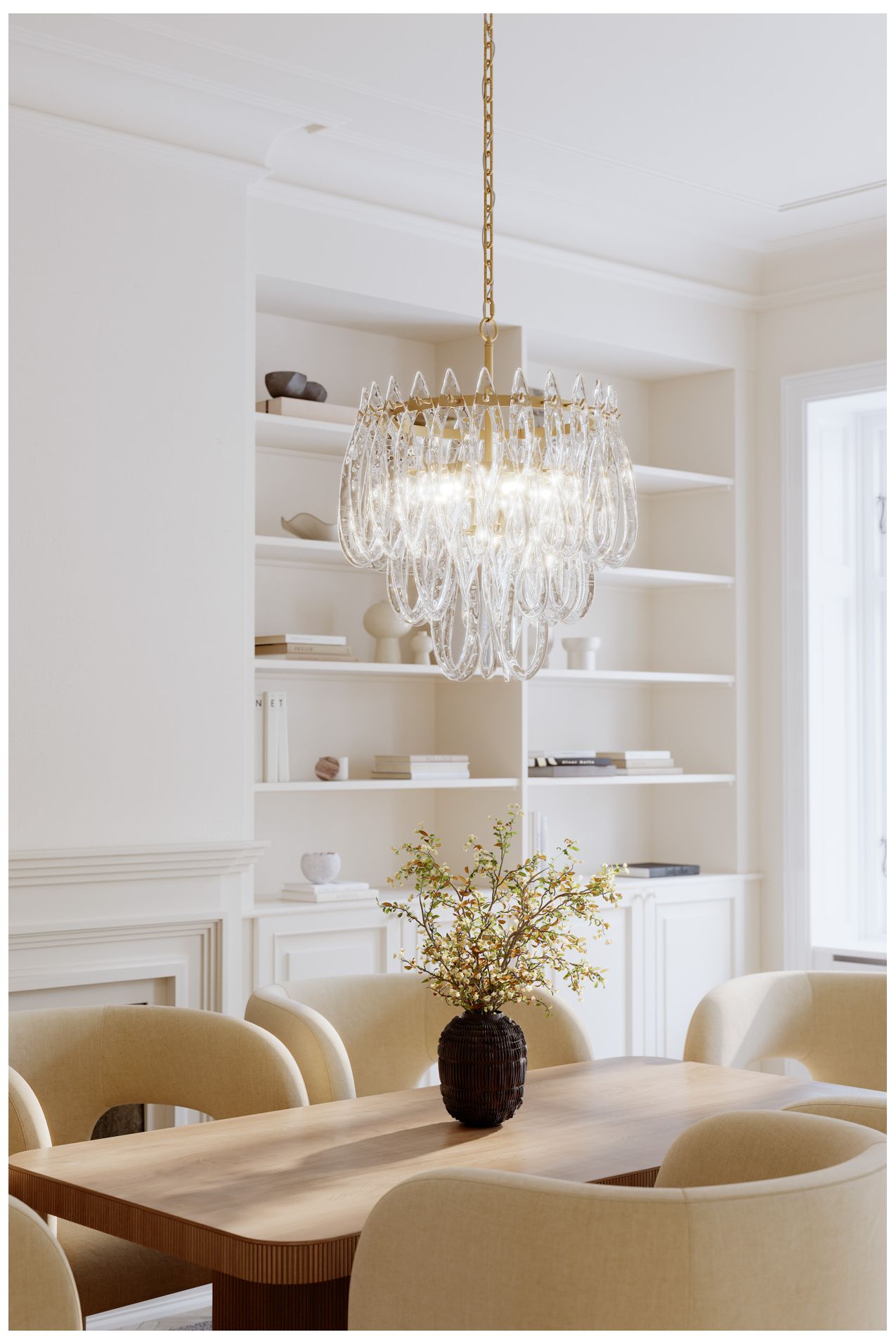 Image 2 Metropolitan Glassara 6-Lt 23-in Legacy Brass Pendant with Glass Shade more views