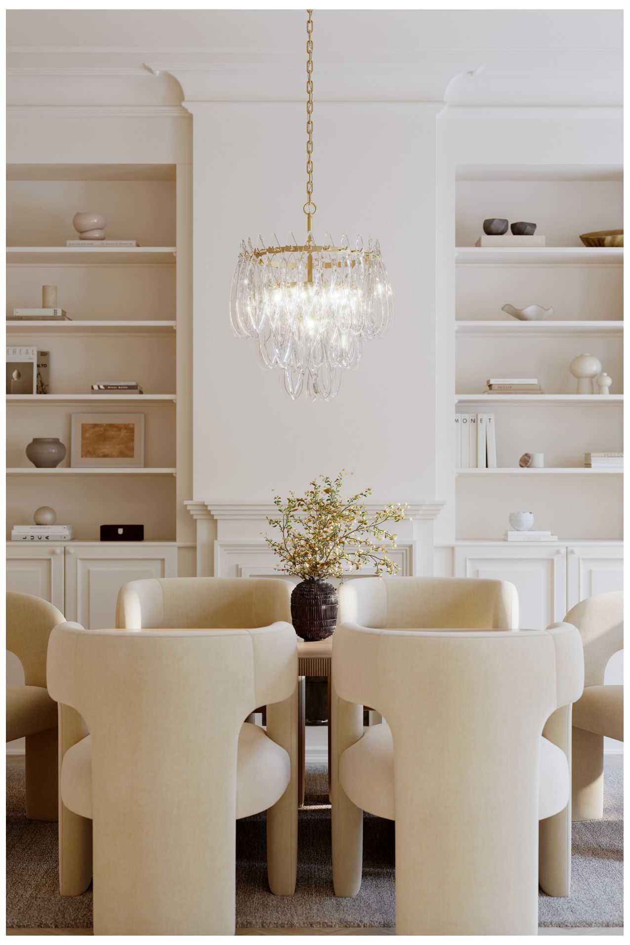 Image 4 Metropolitan Glassara 6-Lt 23-in Legacy Brass Pendant with Glass Shade more views