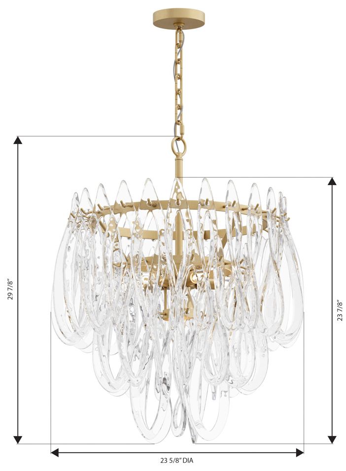 Metropolitan Glassara 6-Lt 23-in Legacy Brass Pendant with Glass Shade