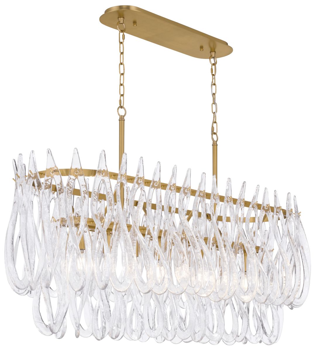 Image 4 Metropolitan Glassara 8-Lt 48-in Brass Linear Chandelier with Glass Shade more views