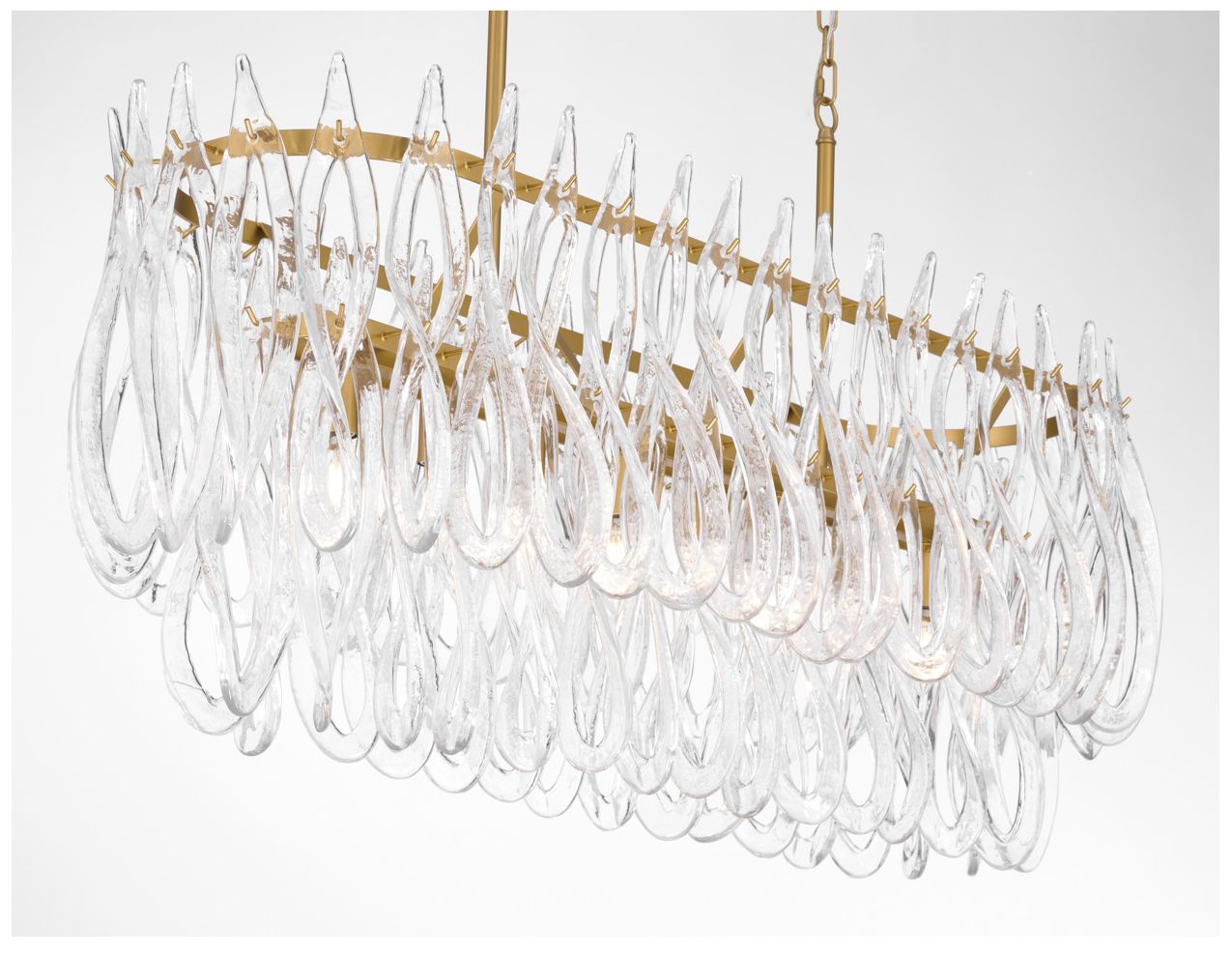 Image 5 Metropolitan Glassara 8-Lt 48-in Brass Linear Chandelier with Glass Shade more views