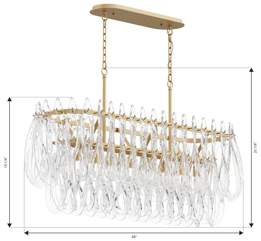 Metropolitan Glassara 8-Lt 48-in Brass Linear Chandelier with Glass Shade