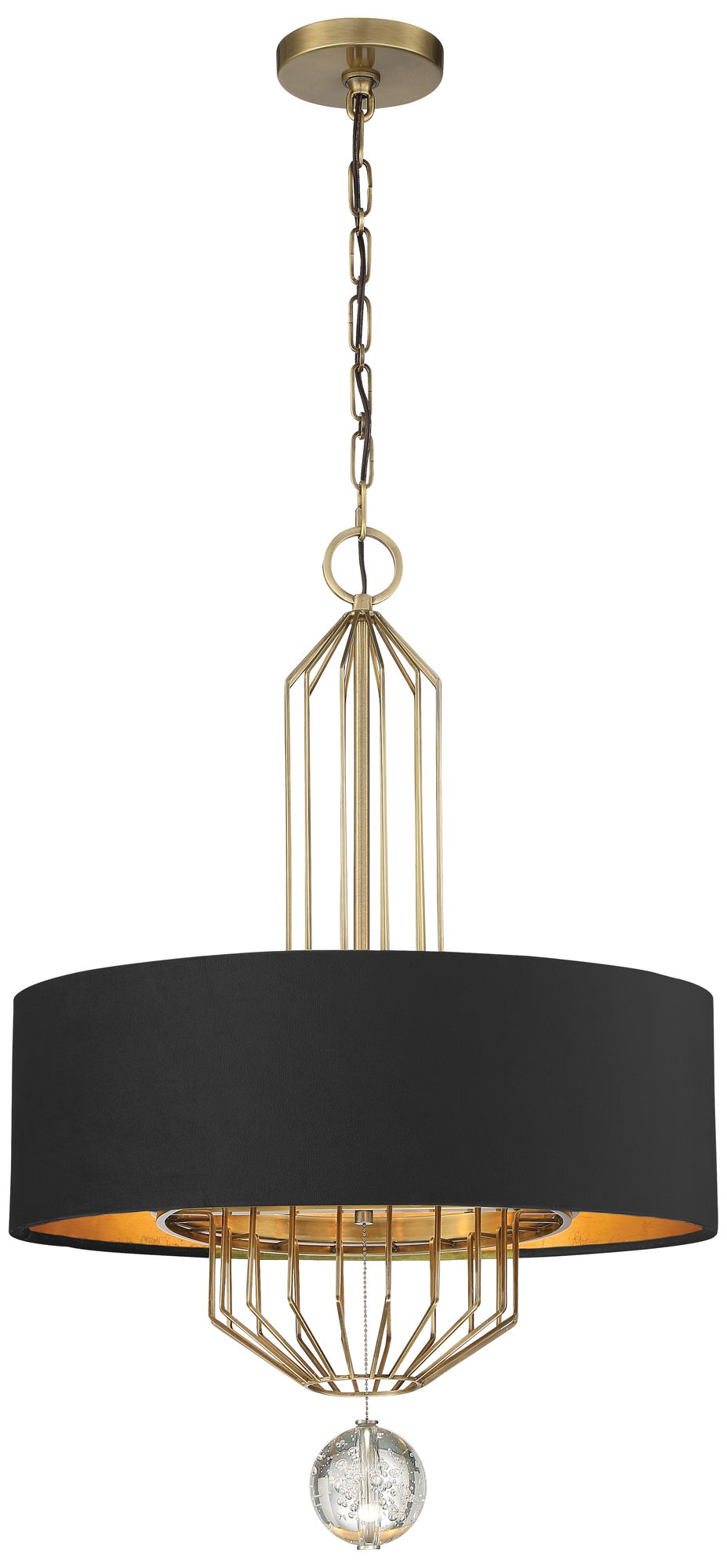 Metropolitan Grandeur 6-Light 24in Antique Nickel Pendant with Velvet Shade