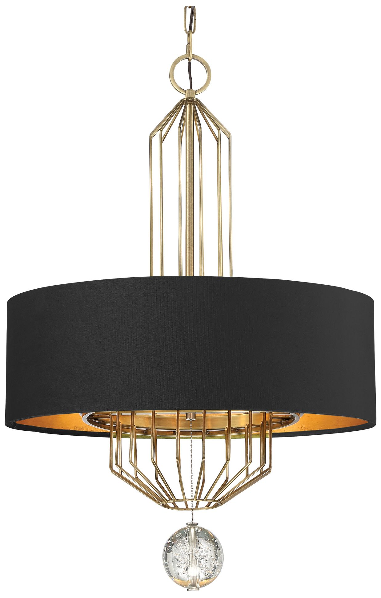 Image 2 Metropolitan Grandeur 6-Light 24in Antique Nickel Pendant with Velvet Shade more views
