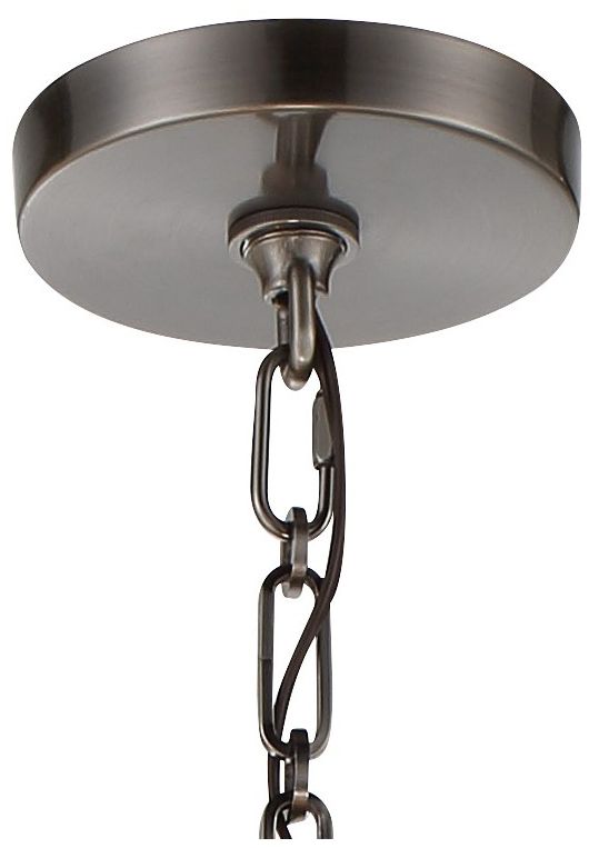 Image 2 Metropolitan Grandeur 6Lt 24in Antique Nickel Pendant with BlueVelvet Shade more views