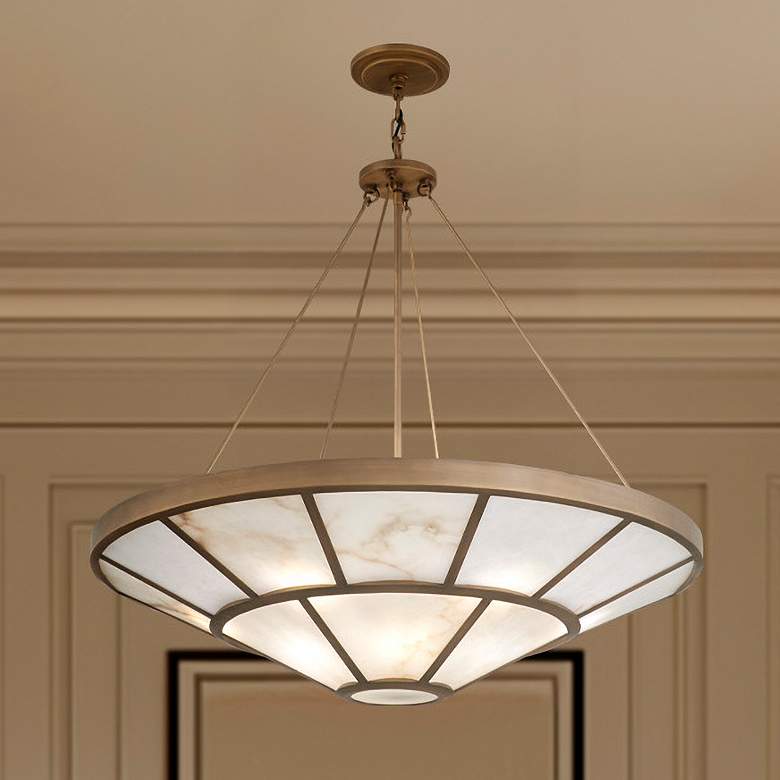 Image 1 Metropolitan Istria 12-Light 36-in Ashen Gold Pendant with ALABASTER Shade