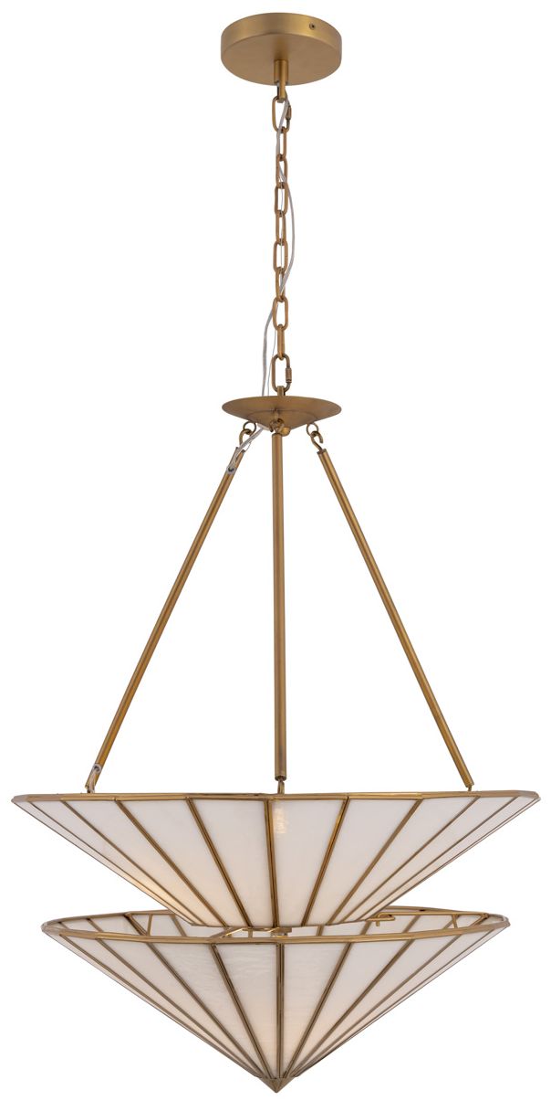 Metropolitan Jaxen 3-Light 24.5-in Legacy Brass Pendant with Glass Shade