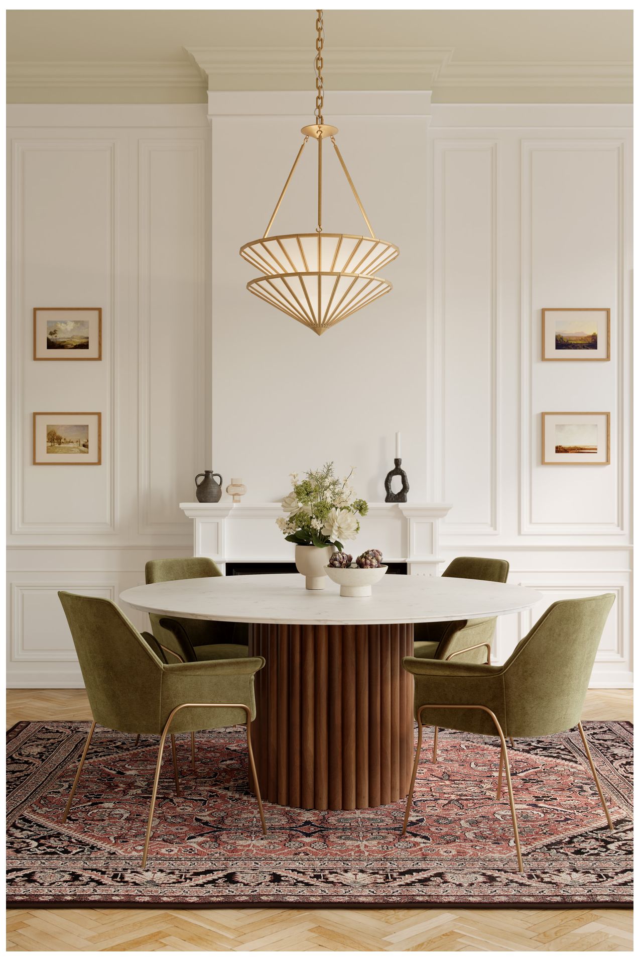 Image 4 Metropolitan Jaxen 3-Light 24.5-in Legacy Brass Pendant with Glass Shade more views