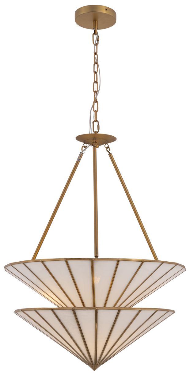 Image 6 Metropolitan Jaxen 3-Light 24.5-in Legacy Brass Pendant with Glass Shade more views