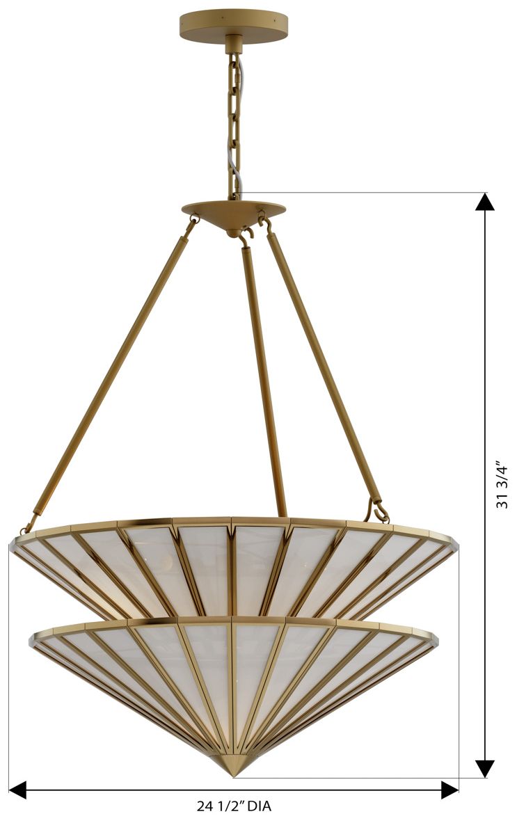Metropolitan Jaxen 3-Light 24.5-in Legacy Brass Pendant with Glass Shade