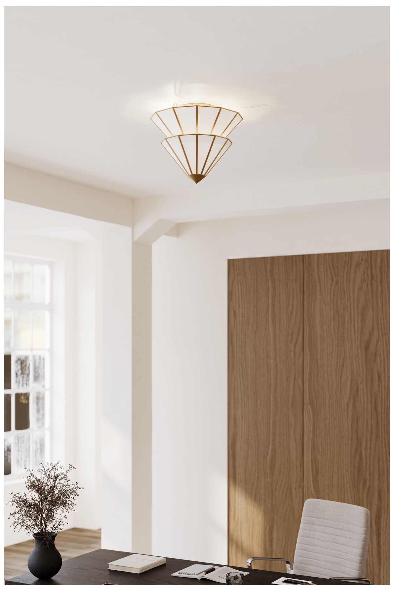 Image 2 Metropolitan Jaxen 3-Lt 17.75-in Legacy Brass Semi-Flush with Glass Shade more views