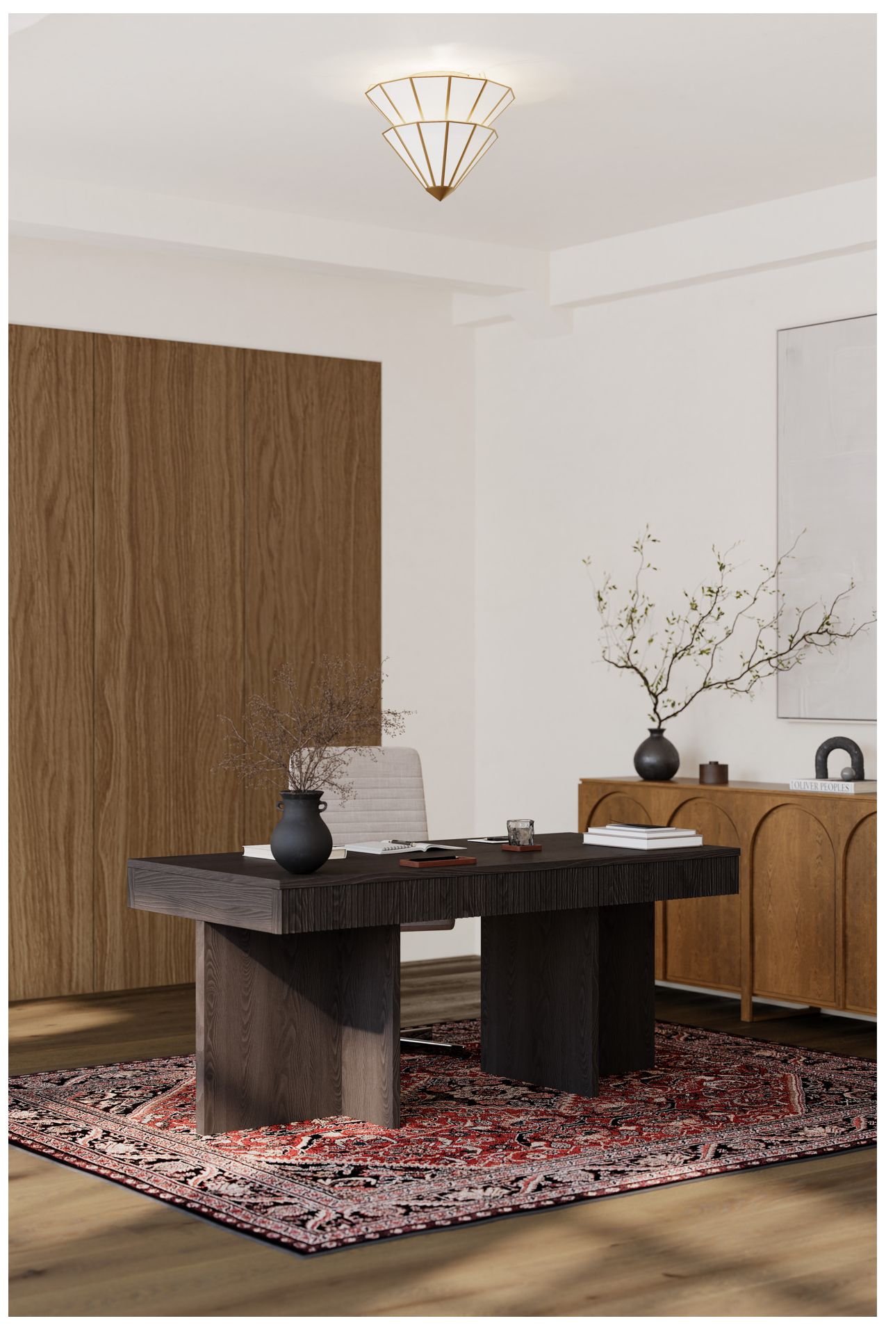 Image 4 Metropolitan Jaxen 3-Lt 17.75-in Legacy Brass Semi-Flush with Glass Shade more views