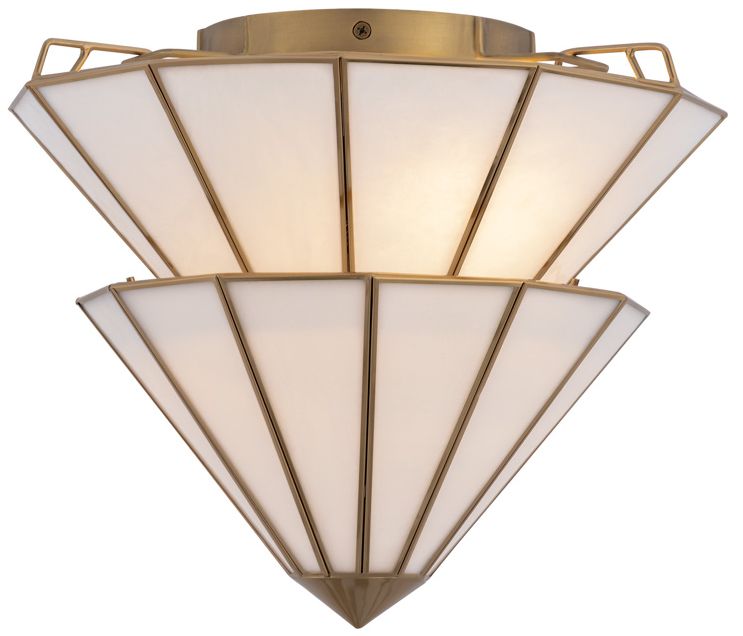 Image 7 Metropolitan Jaxen 3-Lt 17.75-in Legacy Brass Semi-Flush with Glass Shade more views