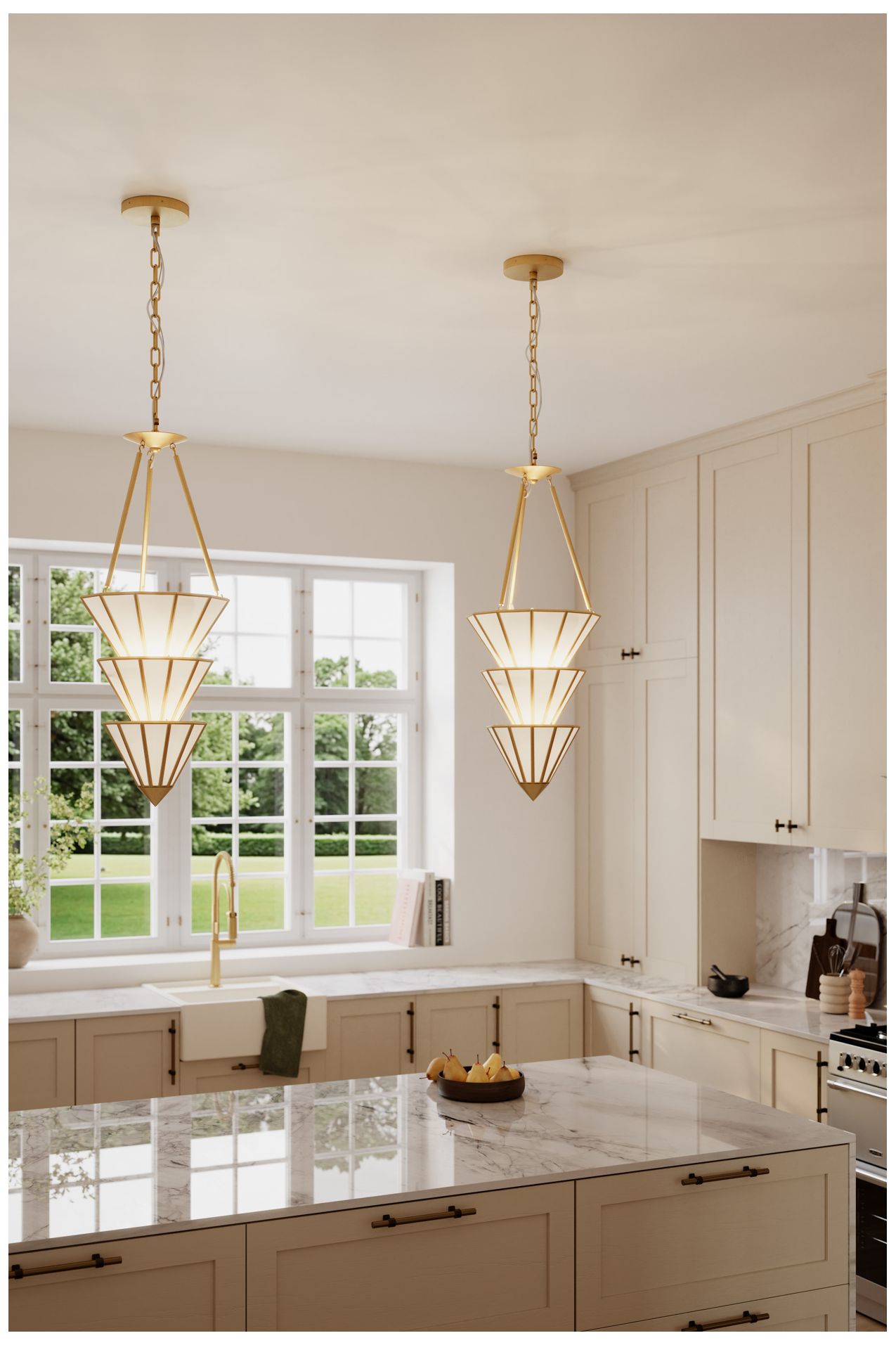 Image 4 Metropolitan Jaxen 5-Light 14.25-in Legacy Brass Pendant with Glass Shade more views