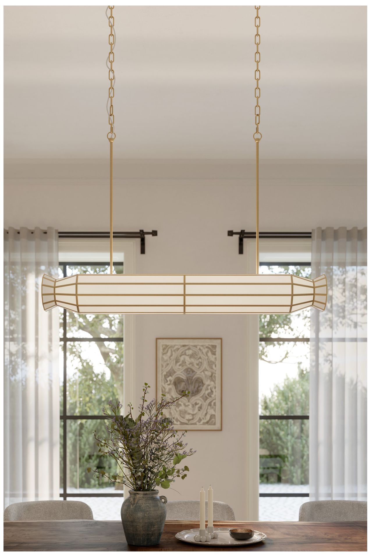 Image 2 Metropolitan Jaxen 6-Lt 48-in Legacy Brass Linear Chandelier with Shade more views
