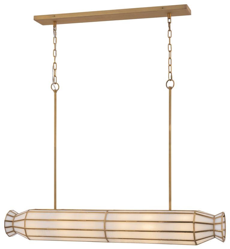 Image 6 Metropolitan Jaxen 6-Lt 48-in Legacy Brass Linear Chandelier with Shade more views