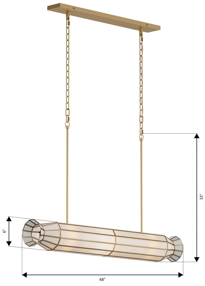 Metropolitan Jaxen 6-Lt 48-in Legacy Brass Linear Chandelier with Shade