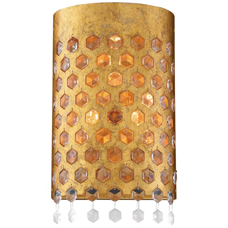Image 1 Metropolitan Kingsmont 15" High Glitz Gold Leaf Wall Sconce